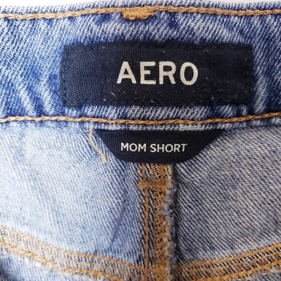 Aero Mom‎ Short Denim High Rise Distressed Shorts Blue Size 0 - Picture 7 of 8